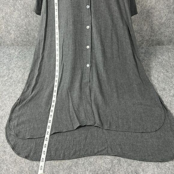 Zara Women's Gray Soft Button Down Collared Shirt Dress Midi 3/4 Sleeve Small - Picture 6 of 16